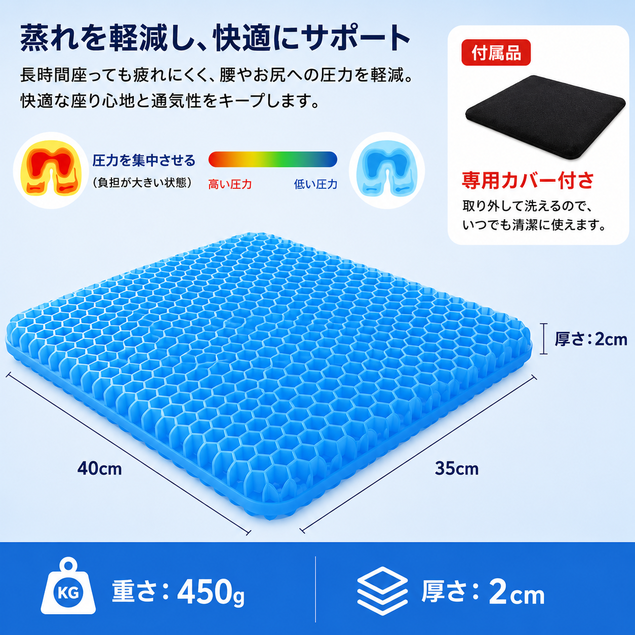 ハニカムゲルクッション
